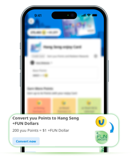 Converting yuu points into Hang Seng +FUN Dollars in the yuu App