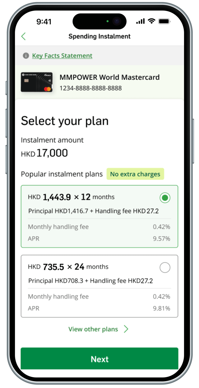 Step 2 for applying instalment on all eligible spending