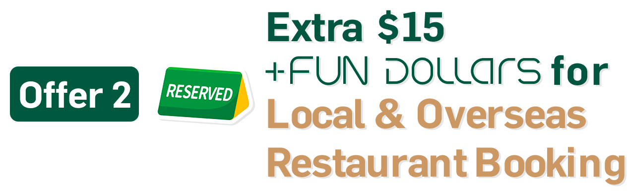 Extra $15 +FUN DOLLA for Local & Overseas Booking Reservations