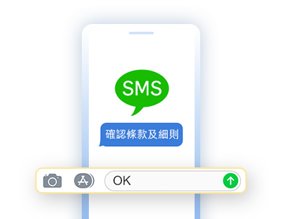 閱讀有關條款及細則並經手機短訊回覆「OK」