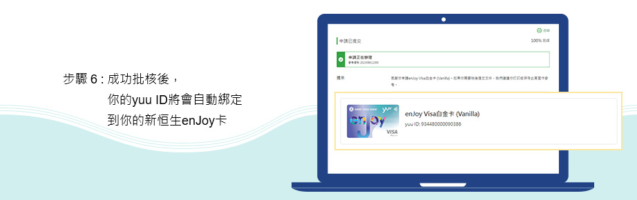 成功批核後,yuu ID將會自動綁定到你的恒生enJoy卡