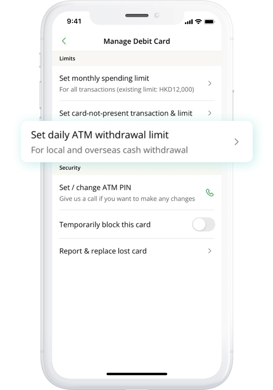 Adjust local and overseas ATM withdrawal limit to handle different spending needs